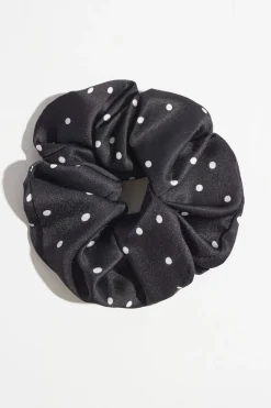 Hair Accessories-Dynamite Satin Scrunchie Black