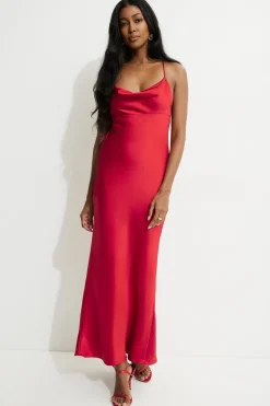 Dresses & Jumpsuits | Bestsellers-Dynamite Satin Slip Maxi Dress Red