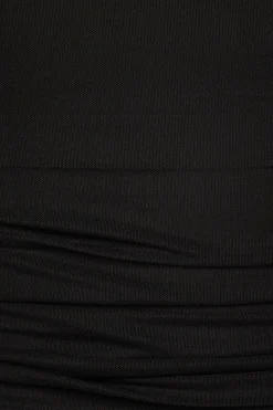 Tees & Tanks | Online Exclusives-Dynamite Scarlette Ruched Mesh Top Black