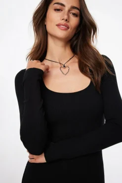 Necklaces-Dynamite Scrambled Outline Heart Necklace Grey