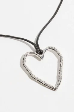 Necklaces-Dynamite Scrambled Outline Heart Necklace Grey