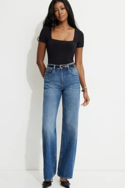 Tees & Tanks | Online Exclusives-Dynamite Sculpt Lace Trim Bodysuit Black