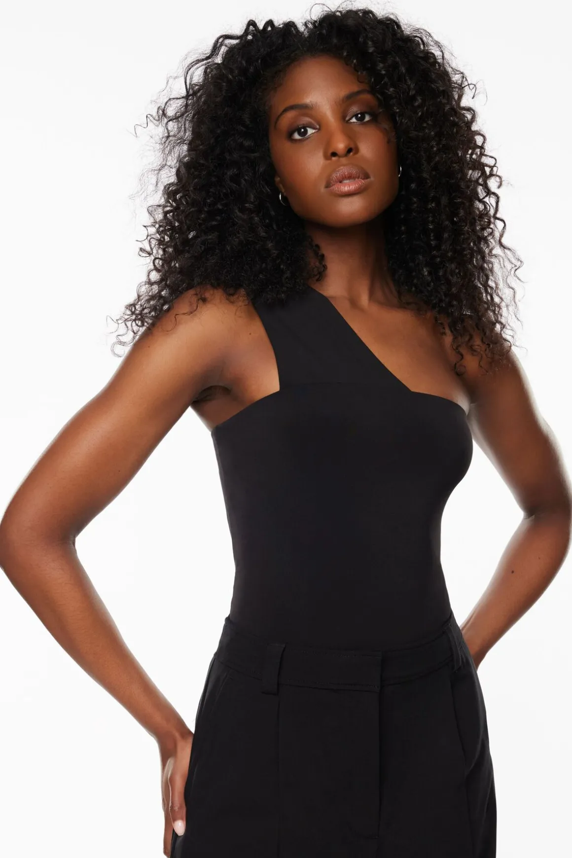 Tees & Tanks | Bodysuits-Dynamite Sculpt One Shoulder Bodysuit Black