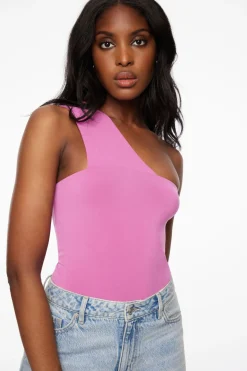 Bodysuits | Sleeveless Tops-Dynamite Sculpt One Shoulder Bodysuit Purple
