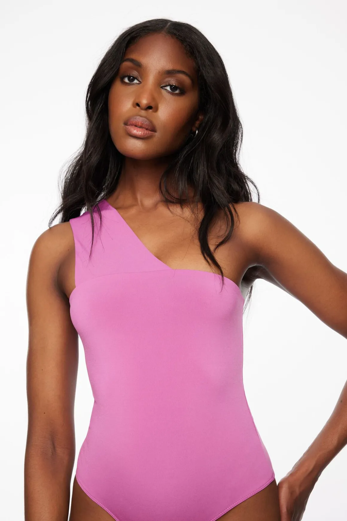 Bodysuits | Sleeveless Tops-Dynamite Sculpt One Shoulder Bodysuit Purple