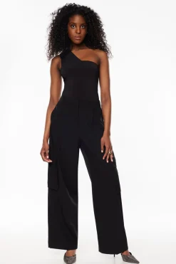 Tees & Tanks | Bodysuits-Dynamite Sculpt One Shoulder Bodysuit Black