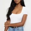 Tees & Tanks | Online Exclusives-Dynamite Sculpt Scoop Neck Bodysuit White