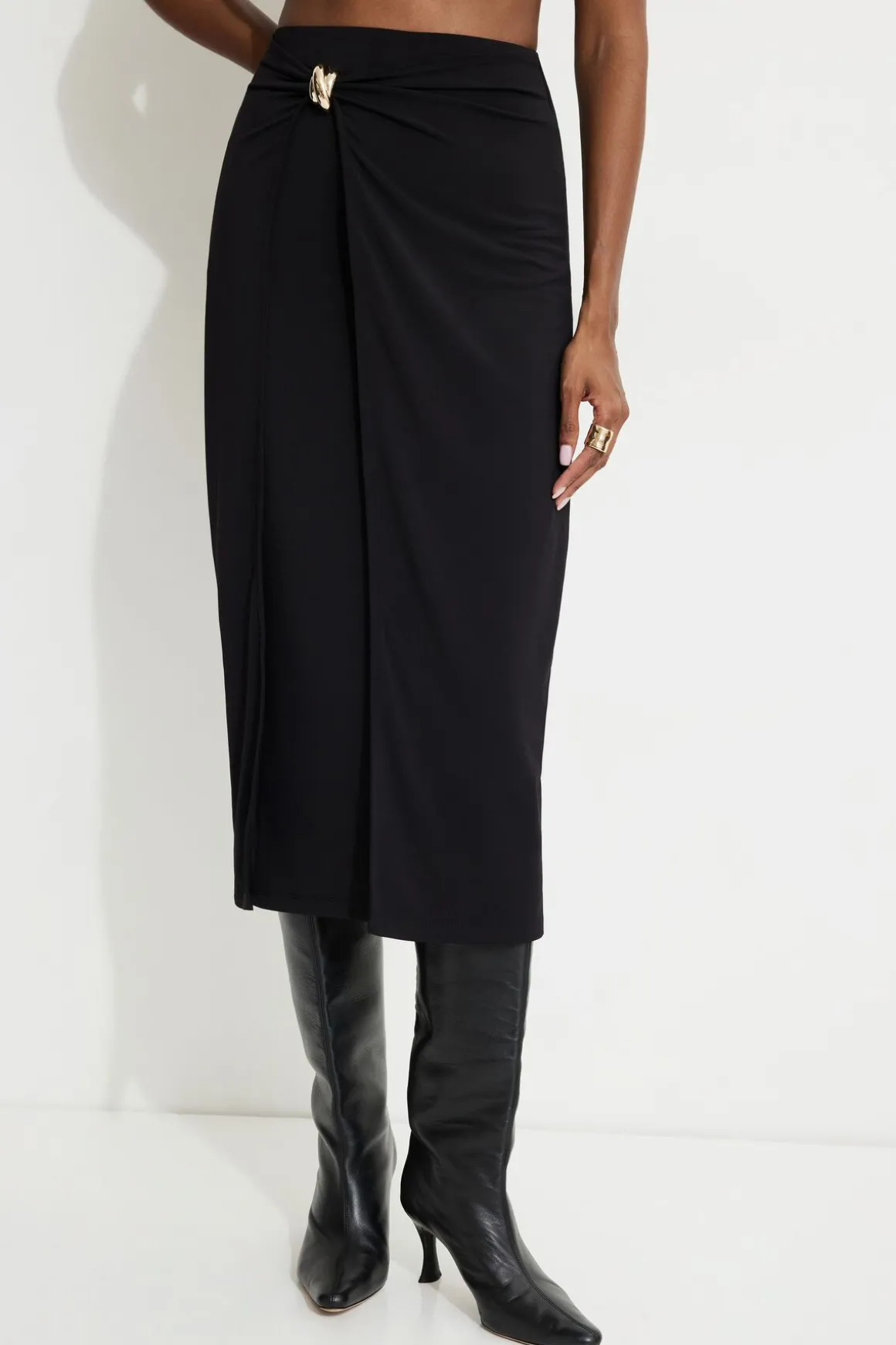 Skirts & Skorts | Online Exclusives-Dynamite Sculpt Wrap Midi Skirt Black