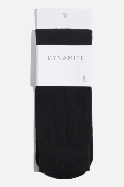 Socks & Tights-Dynamite Semi Sheer Calf High Socks Black