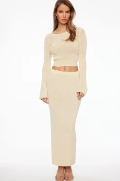 Skirts & Skorts | Skirts-Dynamite Semi Sheer Column Midi Skirt White