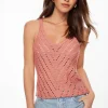 Sweaters & Cardigans | Sweaters-Dynamite Semi Sheer Pointelle Tank Top Coral