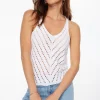 Sweaters & Cardigans | Sweaters-Dynamite Semi Sheer Pointelle Tank Top White