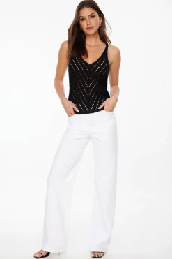 Sweaters & Cardigans | Sweaters-Dynamite Semi Sheer Pointelle Tank Top Black