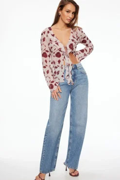 Blouses & Tops | Blouses & Tops-Dynamite Semi Sheer Ruffled Flyaway Top Burgundy