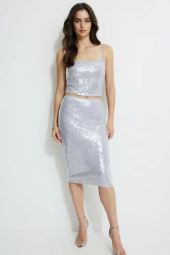 Tees & Tanks | Tees & Tanks-Dynamite Sequin Tank Top White