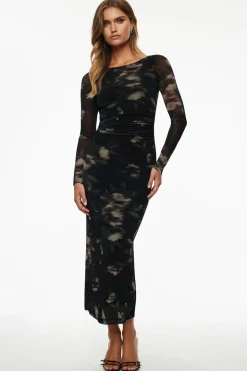Dresses & Jumpsuits | Midi & Maxi Dresses-Dynamite Serene Shirred Maxi Dress Black