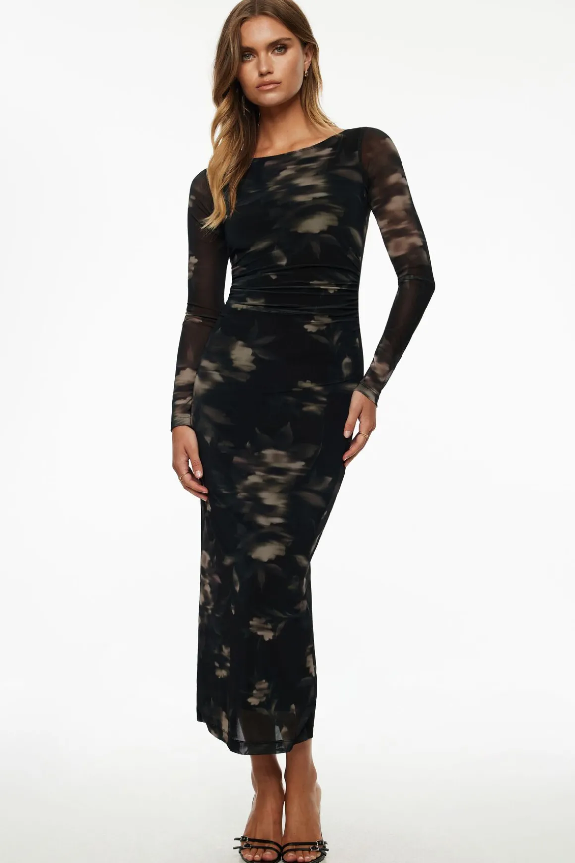 Dresses & Jumpsuits | Midi & Maxi Dresses-Dynamite Serene Shirred Maxi Dress Black