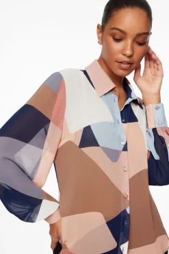 Blouses & Tops | Blouses & Tops-Dynamite Sheer Balloon Sleeve Blouse Blue