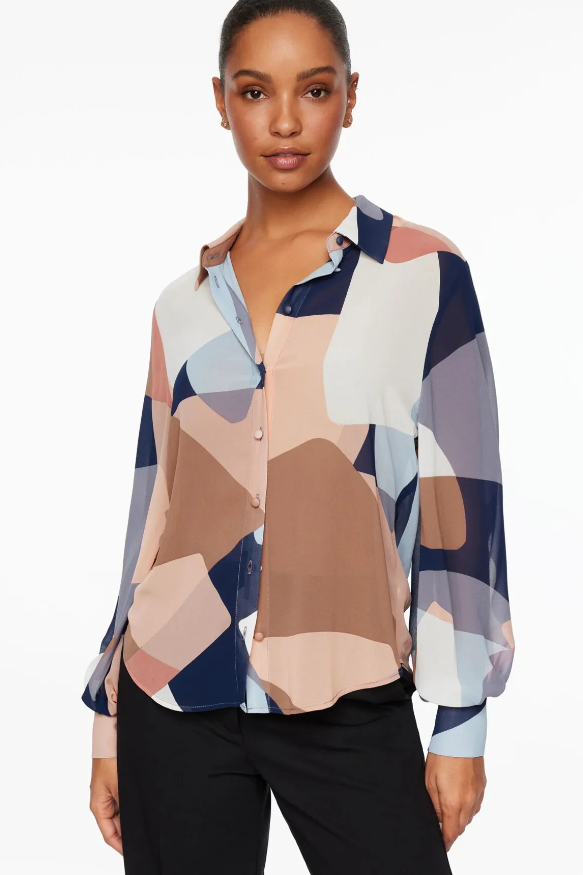 Blouses & Tops | Blouses & Tops-Dynamite Sheer Balloon Sleeve Blouse Blue