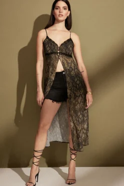 Blouses & Tops | Blouses & Tops-Dynamite Sheer Flyaway Maxi Cami Brown