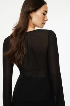 Blouses & Tops | Blouses & Tops-Dynamite Sheer Flyaway Top Black