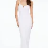 Dresses & Jumpsuits | Midi & Maxi Dresses-Dynamite Sheer Keyhole Cami Midi Dress White