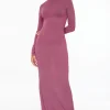 Dresses & Jumpsuits | Midi & Maxi Dresses-Dynamite Sheer Mock Neck Maxi Dress Purple