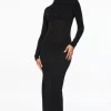 Dresses & Jumpsuits | Midi & Maxi Dresses-Dynamite Sheer Mock Neck Maxi Dress Black