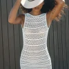 Dresses & Jumpsuits | Midi & Maxi Dresses-Dynamite Sheer Open Knit Maxi Dress White