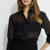Blouses & Tops | Bestsellers-Dynamite Sheer Relaxed Shirt Black