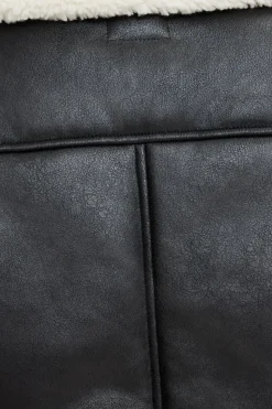 Coats & Jackets | Classic Coats-Dynamite Sherpa Faux Leather Aviator Jacket Black