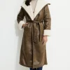 Coats & Jackets | Classic Coats-Dynamite Sherpa Faux Leather Wrap Coat Brown