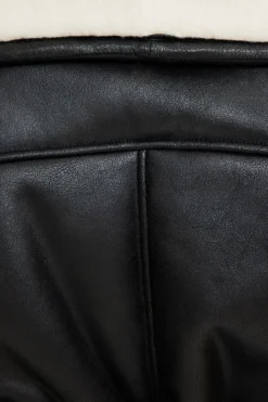 Coats & Jackets | Classic Coats-Dynamite Sherpa Short Faux Leather Wrap Coat Black