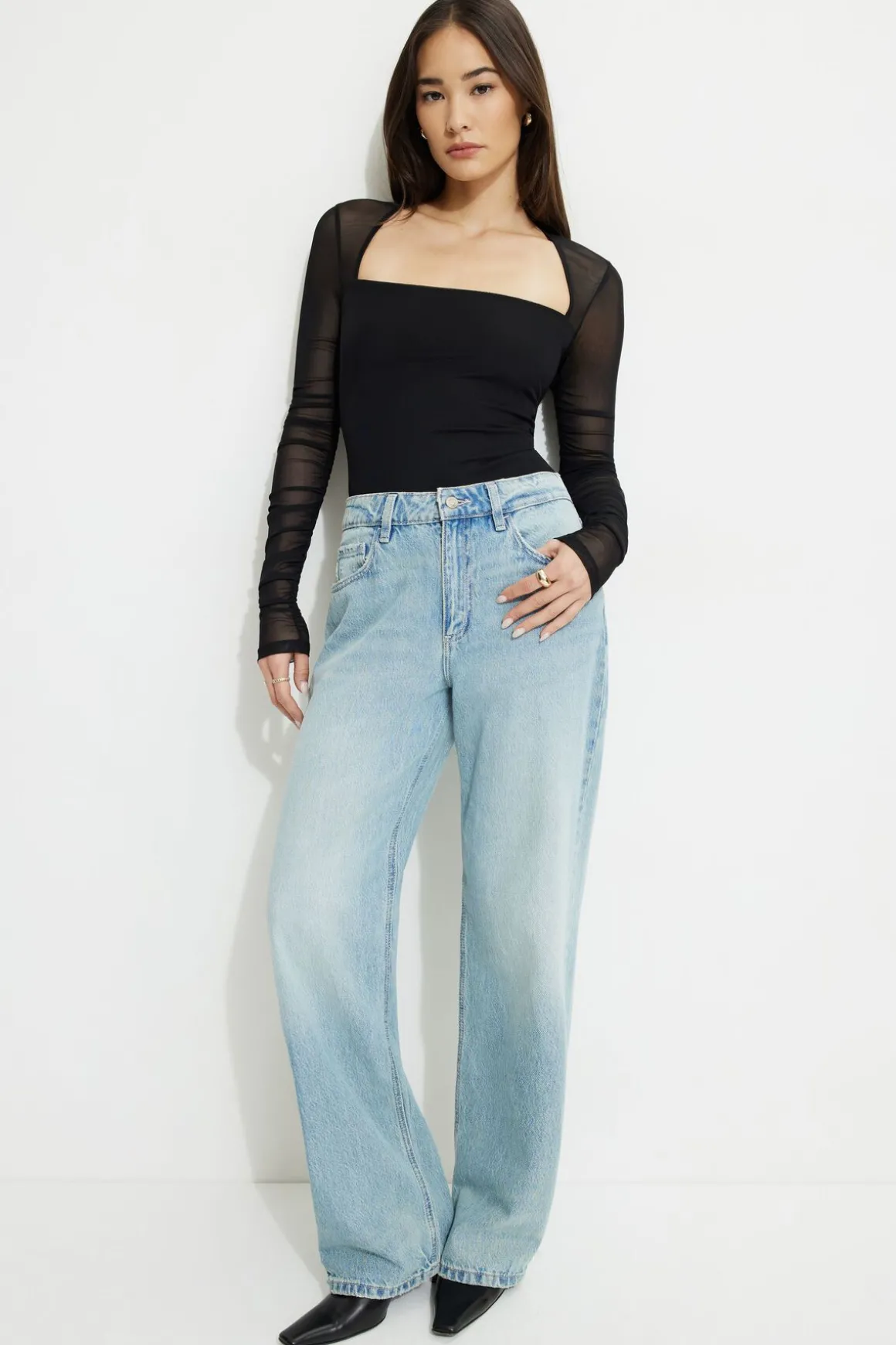 Tees & Tanks | Tees & Tanks-Dynamite Shirred Long Sleeve Bolero Top Black