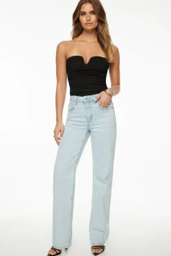 Online Exclusives | Tees & Tanks-Dynamite Shirred Mesh Tube Top Black