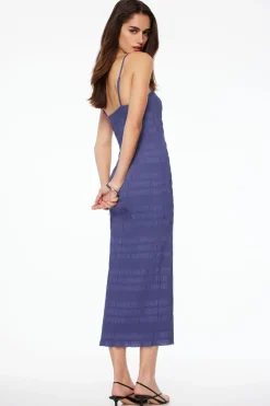Dresses & Jumpsuits | Midi & Maxi Dresses-Dynamite Shirred Seersucker Midi Dress Blue