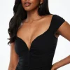 Tees & Tanks | Tees & Tanks-Dynamite Short Sleeve Sweetheart Bodysuit Black
