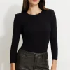 Tees & Tanks | Online Exclusives-Dynamite Shoulder Pad Crewneck Top Black
