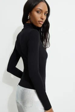 Tees & Tanks | Tees & Tanks-Dynamite Shoulder Pad Mock Neck T-Shirt Black