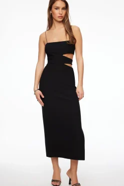 Dresses & Jumpsuits | Midi & Maxi Dresses-Dynamite Side Cut Out Midi Dress Black