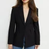 Blazers & Vests-Dynamite Single Button Fitted Blazer Black