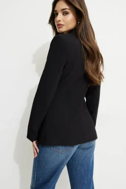 Blazers & Vests-Dynamite Single Button Fitted Blazer Black