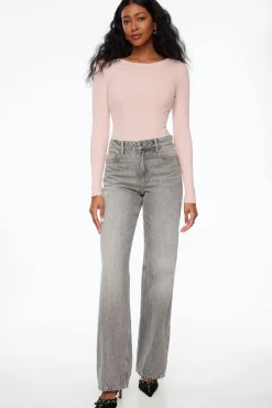 Tees & Tanks | Bodysuits-Dynamite Skye Long Sleeve Open Back Bodysuit Pink