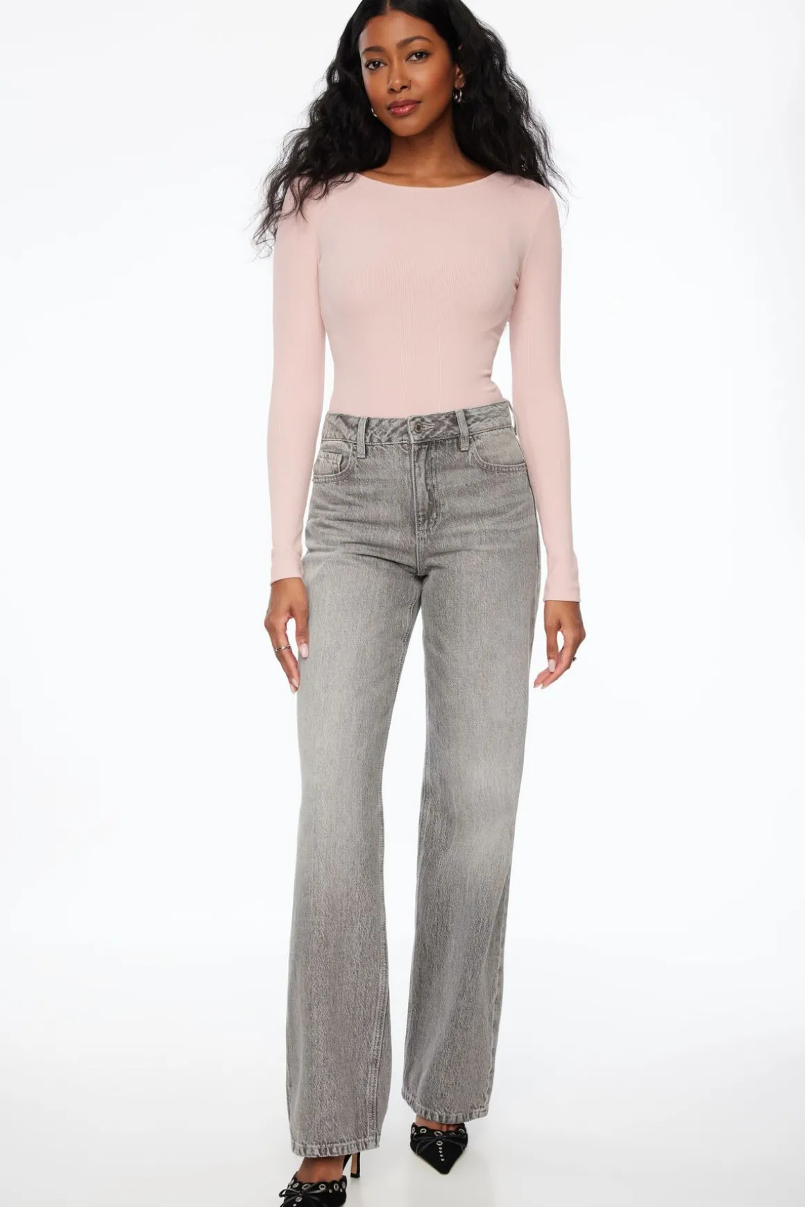 Tees & Tanks | Bodysuits-Dynamite Skye Long Sleeve Open Back Bodysuit Pink