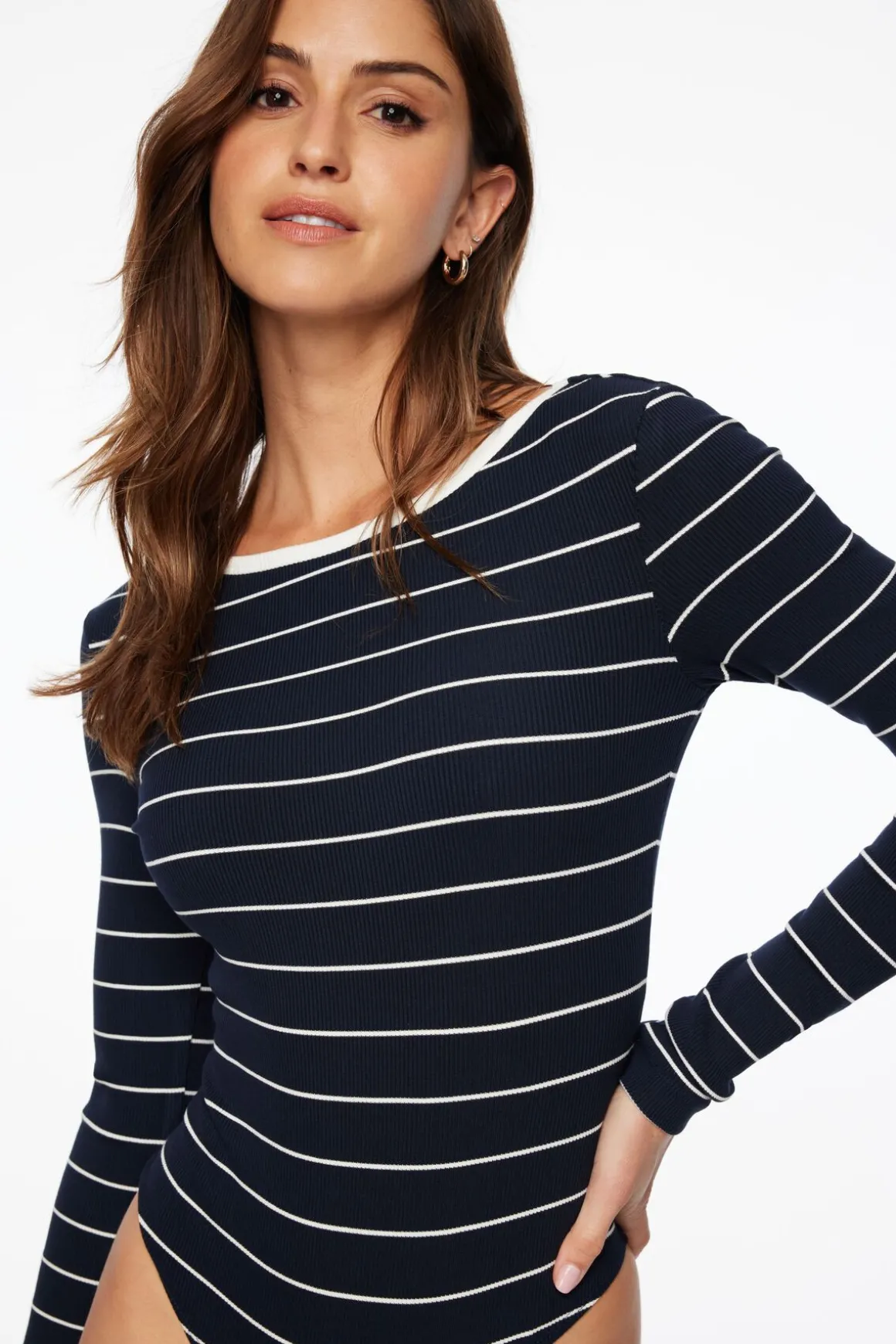 Tees & Tanks | Tees & Tanks-Dynamite Skye Long Sleeve Open Back Bodysuit