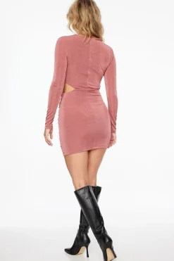 Dresses & Jumpsuits | Mini Dresses-Dynamite Slinky Cutout Mini Dress Burgundy