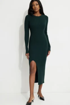 Dresses & Jumpsuits | Bestsellers-Dynamite Slit Midi Dress Green