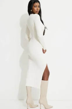 Dresses & Jumpsuits | Bestsellers-Dynamite Slit Midi Dress White