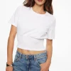 Tees & Tanks | Tees & Tanks-Dynamite Smocked Crewneck T-Shirt White