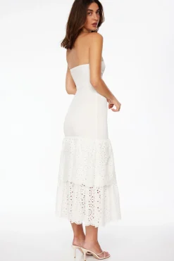 Dresses & Jumpsuits | Midi & Maxi Dresses-Dynamite Smocked Eyelet Maxi Dress White